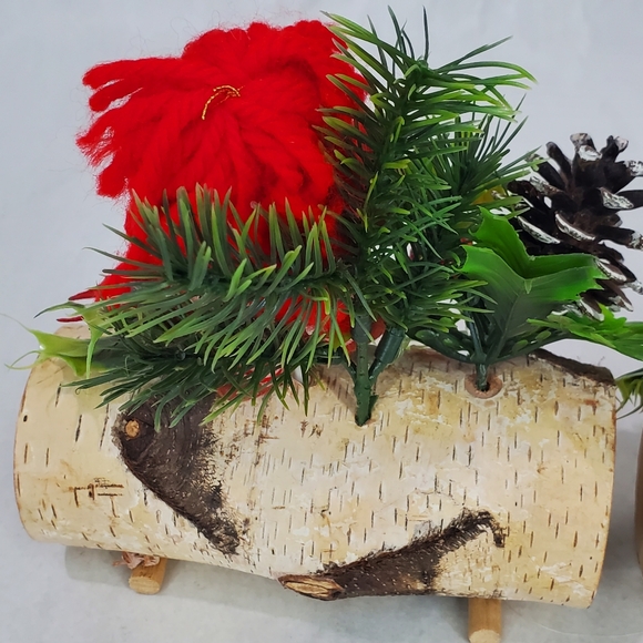 MCM Vintage Kitschy Yule Log 1970's Christmas Decorations Center Piece - Picture 8 of 12